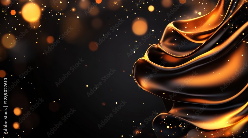 Poster abstract gold and deep burgundy background with lines. warm bokeh light.