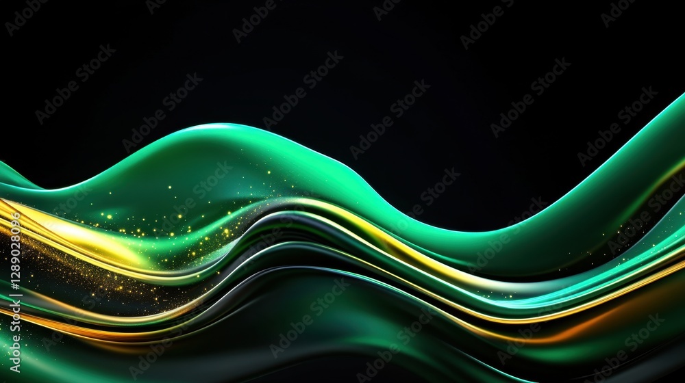 Poster abstract green and yellow background with lines. subtle bokeh light.