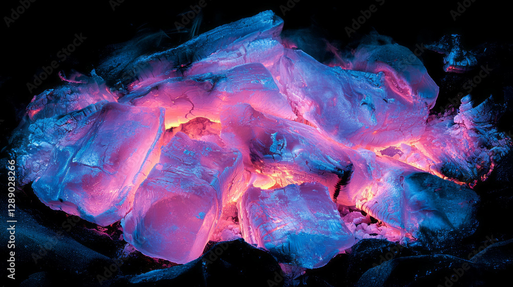 Poster glowing coals and fire background with vibrant hues for abstract design