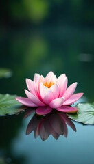 Obraz premium Delicate water lily flowers float on calm surface of a serene lake, calm, gentle