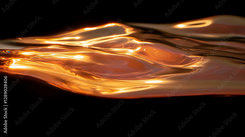 Poster fiery reflections on glossy surface for abstract art and modern design