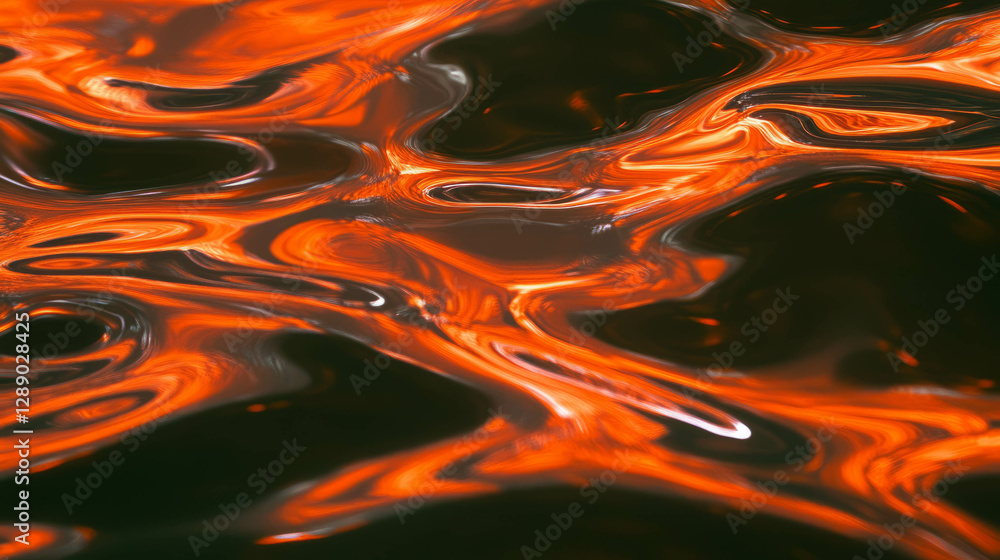 Poster abstract fiery reflections on dark glossy surface for mood setting and design inspiration