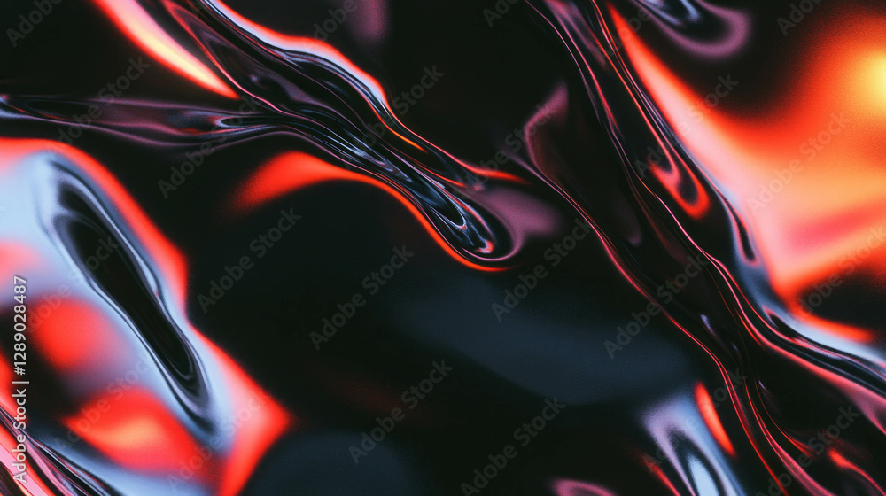 Poster fiery reflections on metallic surface - abstract design for artistic backgrounds