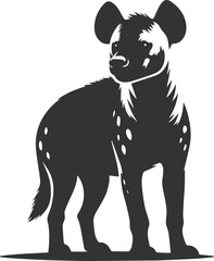 A hyena standing still, ears twitching vector animal silhouette