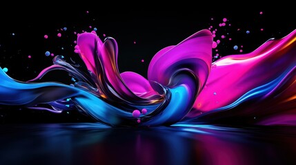 Fototapeta premium A colorful splash of paint with a purple and blue swirl. The colors are vibrant and the brushstrokes are bold. Scene is energetic and dynamic