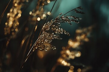 A close-up shot of a plant with water droplets on its leaves, suitable for use in still life or nature-themed compositions