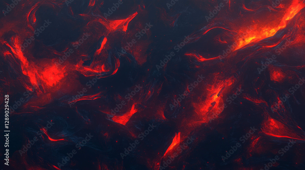 Poster Fiery abstract background with luminous flames on dark surface for dynamic design