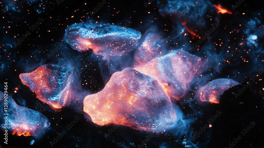 Poster Glowing embers in fiery background for dynamic and warm design