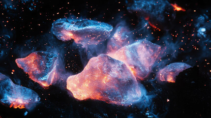 Glowing embers in fiery background for dynamic and warm design