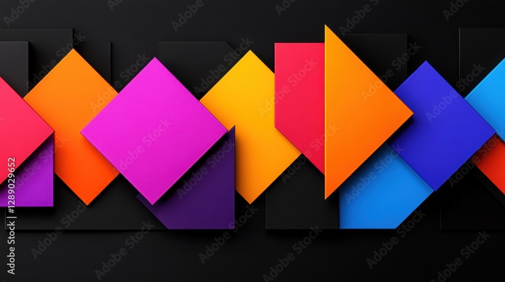 Poster color gradient abstract tessellations on dark backdrop. progress visualization.