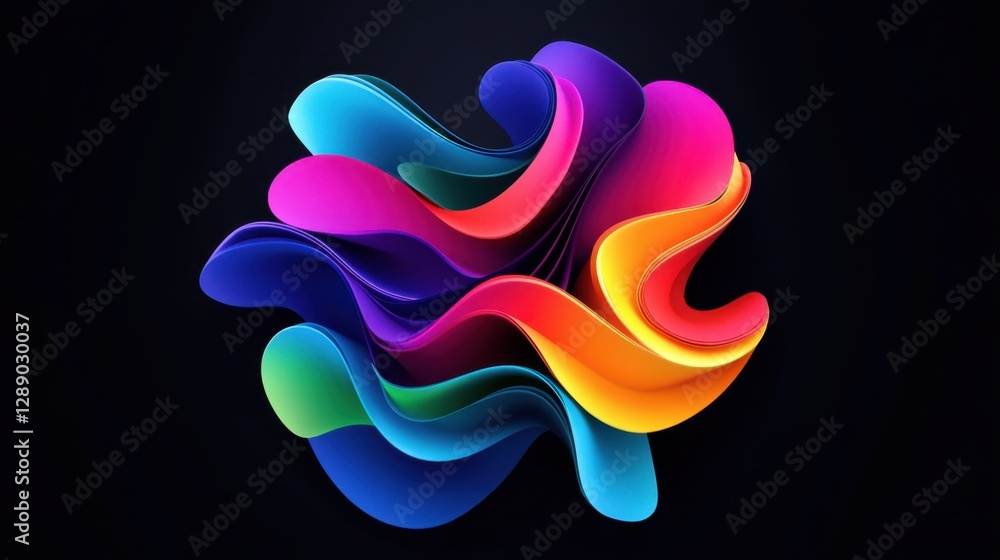 Poster a colorful abstract design with a black background. the colors are vibrant and the design is dynamic