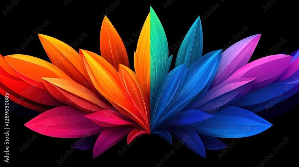 Poster color gradient radial symmetry on dark backdrop. progress visualization.