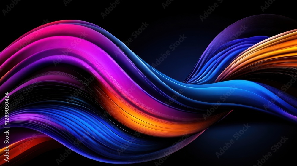 Poster color gradient spirals on dark backdrop. progress visualization.