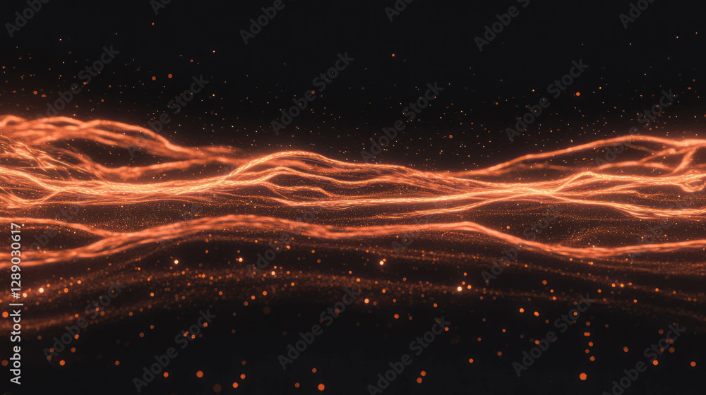 Poster Fiery abstract background with glowing sparks and intricate patterns for dynamic design