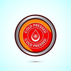 Cold pressed icon design illustration. Cold pressed label badge logo design template, Orange color shadow button design