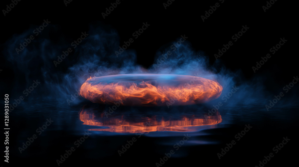 Poster mysterious fiery ring against dark background for conceptual design