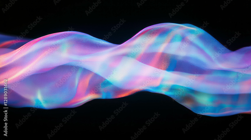 Poster Vibrant aurora borealis wave with multicolored floating glows for background design