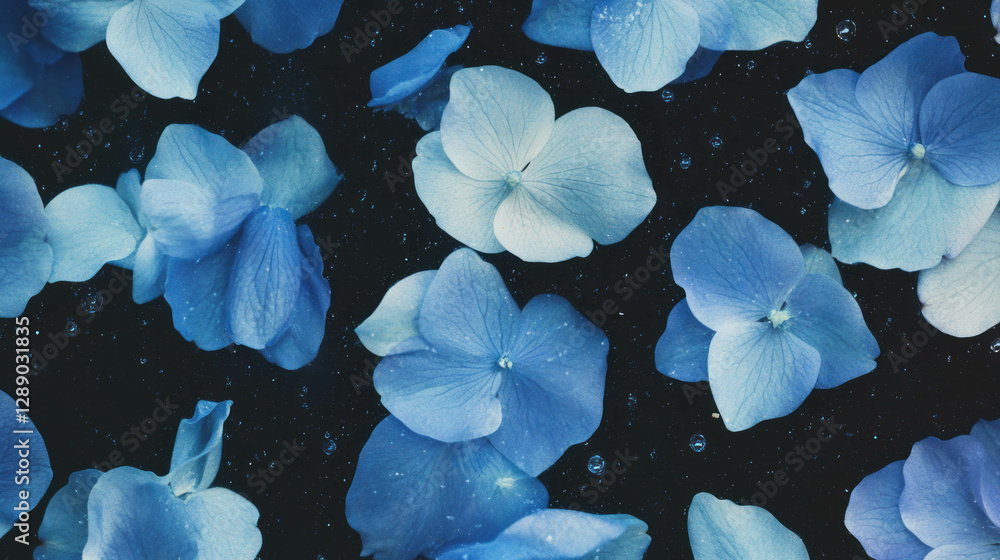 Poster enchanting blue and white delphinium blooms creating a serene floral pattern