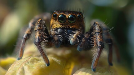 A close-up shot of a spider sitting on a flower