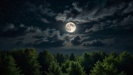 Fototapeta premium full moon over the forest