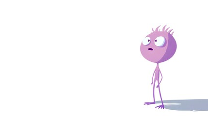A Small Cartoon Character is Expressing Surprise and Standing