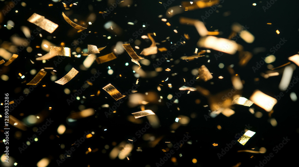 Poster celebratory background with swirling floating confetti for party design and festive events