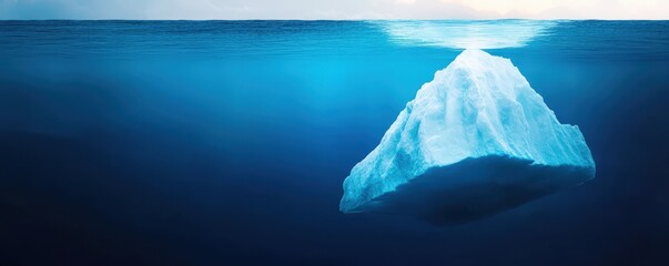 Obraz premium Majestic Iceberg Partially Submerged in Deep Blue Ocean Waters A Stunning Underwater Scene