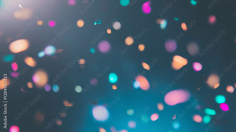 Poster festive celebration background with floating colorful confetti and blurred motion effects