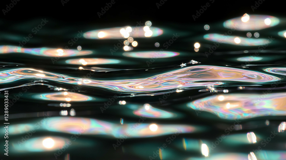 Poster elegant floating confetti with light reflections on water background for celebration design