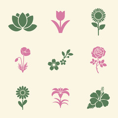 Floral and Blooms icons set. Editable vector icon. Perfect for web and app interfaces, presentations, info graphics, etc. 
