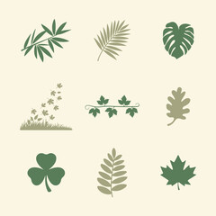 Leaves and Plants icons set. Editable vector icon. Perfect for web and app interfaces, presentations, info graphics, etc. 

