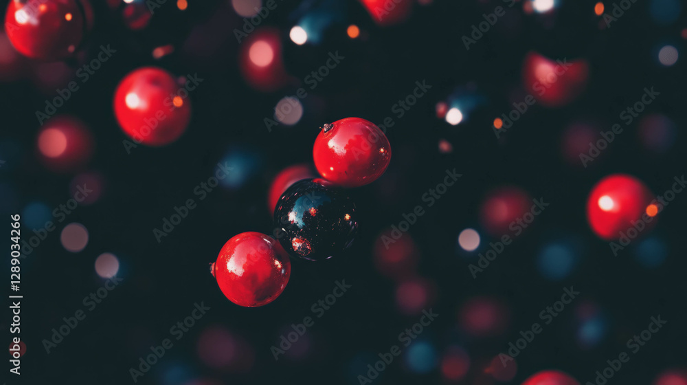 Aufkleber dark red and black floating berries on abstract background