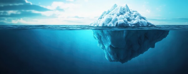 Majestic Iceberg Partially Submerged in Ocean Water A Stunning View of Nature s Beauty