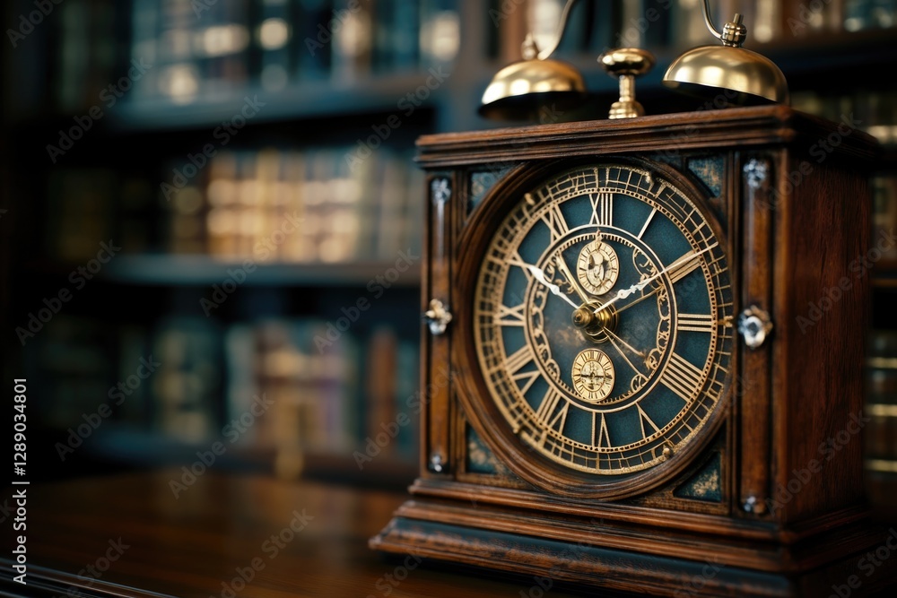Aufkleber A clock sits on top of a wooden table, providing a simple and functional design element