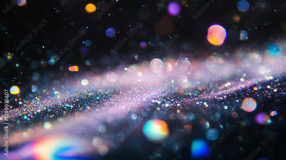 Aufkleber magical glitter particles creating a bokeh effect in a blurred abstract background
