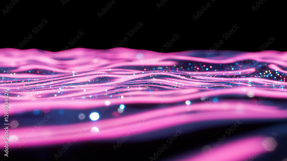 Poster enchanting waves of floating glitter against dark background for festive design