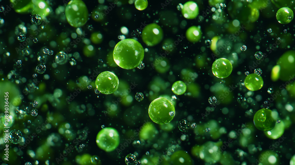 Poster floating green grapes on dark background for artistic design
