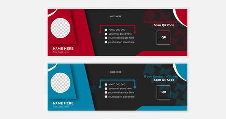 Modern and minimalist email signature ,email footer template,corporate email signature template design or business email signature with an author photo place modern and minimal layout.