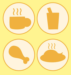 Simple silhouette illustration of hot food and drink, perfect for Ramadan or Iftar.