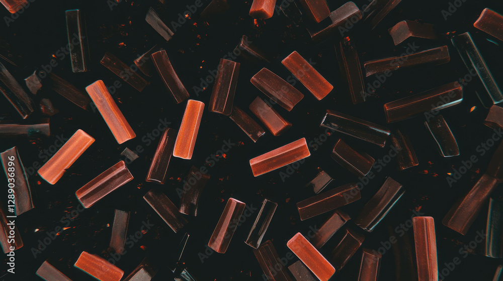 Aufkleber abstract background of floating licorice sticks in deep rich brown tones