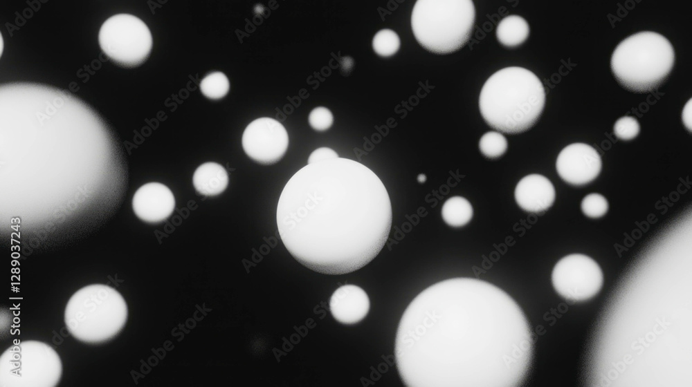Poster Abstract background with floating light orbs in soft diffuse glow