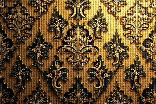 Fototapeta Classic damask design in rich golden tones, perfect for elegant interiors, classic, wallpaper