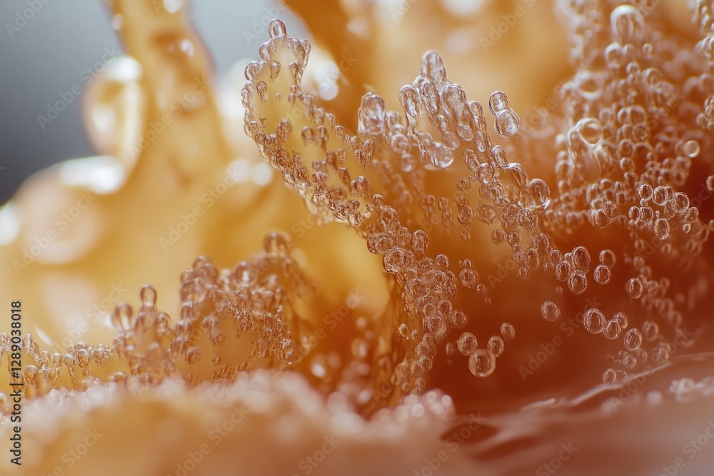 Poster a close-up view of a group of water bubbles forming on the surface