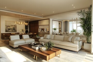 Fototapeta premium Luxurious Open Concept Penthouse with Stunning City Skyline Views