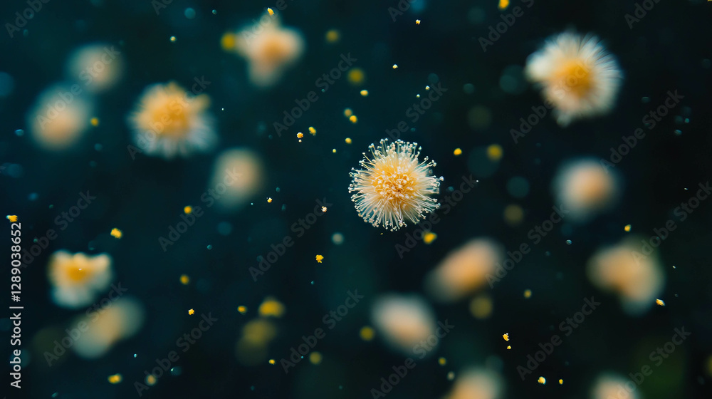 Aufkleber ethereal background of floating pollen with blurred dynamic movement for nature design