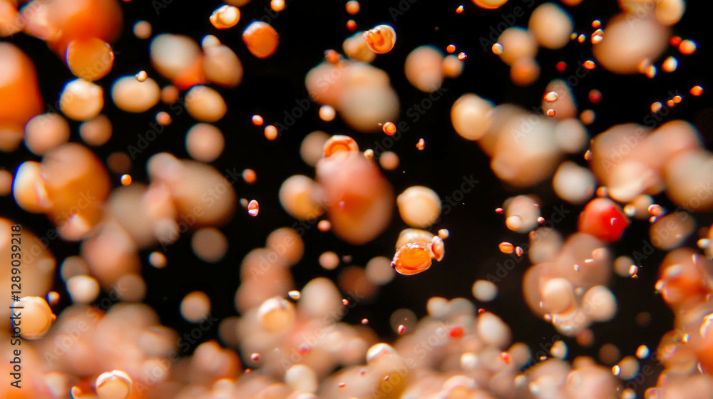 Poster dynamic background of floating quinoa grains for culinary and nutrition themes