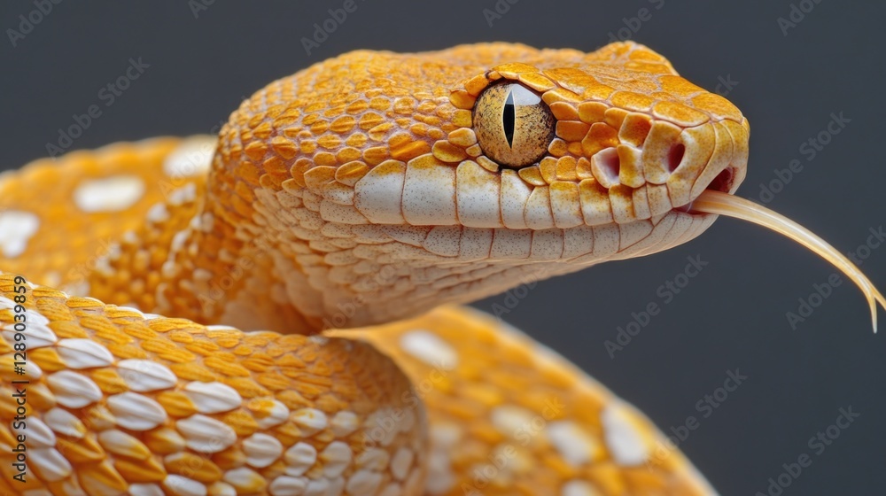 Aufkleber Close-up view of a snake's head with its tongue extended, perfect for using in illustrations or designs where wildlife or reptiles are featured