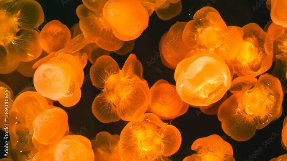 Poster vibrant floating yellow cloudberries on a soft background for nature and culinary designs