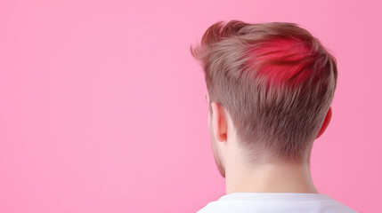 Fototapeta premium a man with vibrant red highlights on head, indicating injury.