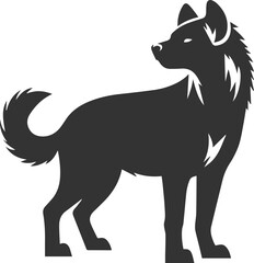 A hyena standing with its tail raised high vector animal silhouette
